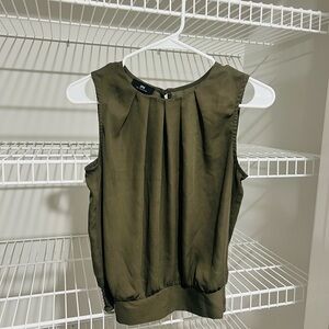 I.N. San Francisco Olive Green Pleated Blouse